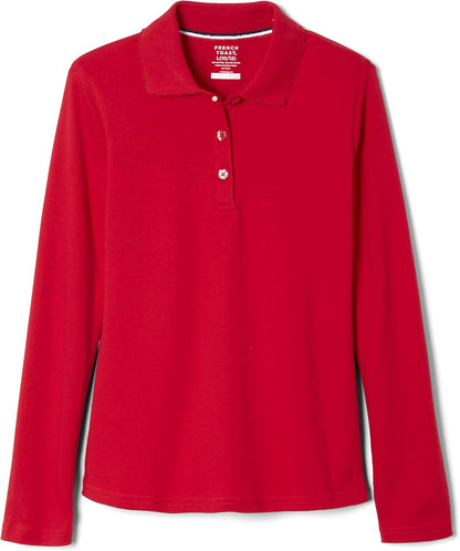 Girls' Uniform Long Sleeve Polo with Picot Collar (Standard & Plus)
