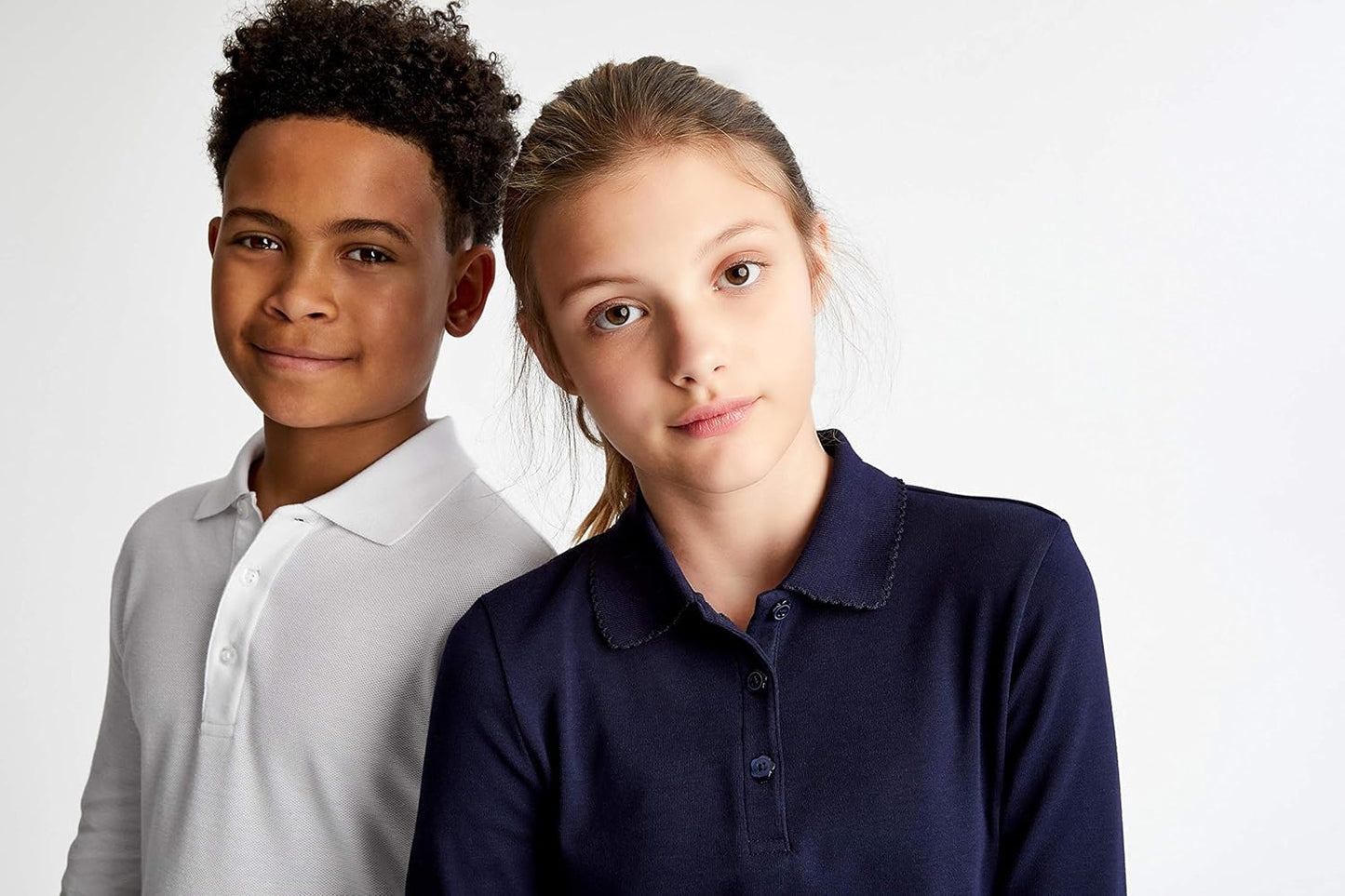 Girls' Uniform Long Sleeve Polo with Picot Collar (Standard & Plus)
