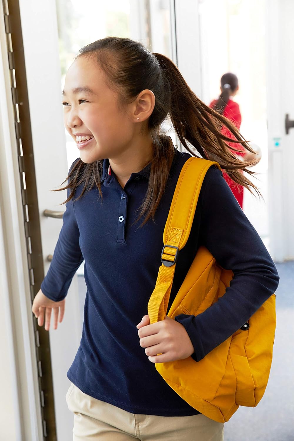 Girls' Uniform Long Sleeve Polo with Picot Collar (Standard & Plus)