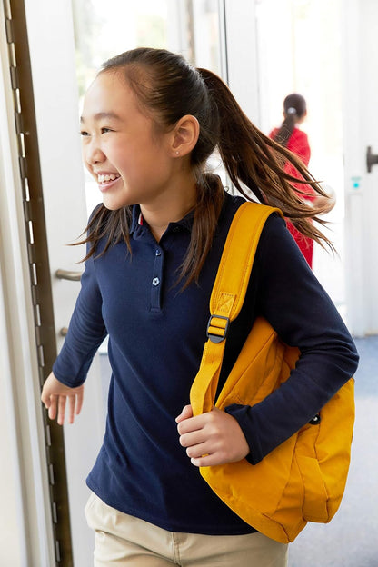 Girls' Uniform Long Sleeve Polo with Picot Collar (Standard & Plus)