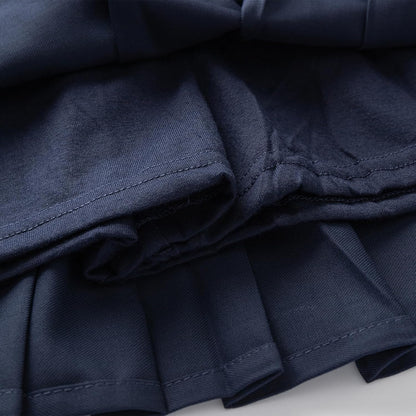Uniform Pleated Scooter Skirt with Under Shorts Pull On Elastic Waist Skirt