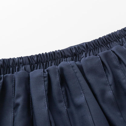 Uniform Pleated Scooter Skirt with Under Shorts Pull On Elastic Waist Skirt