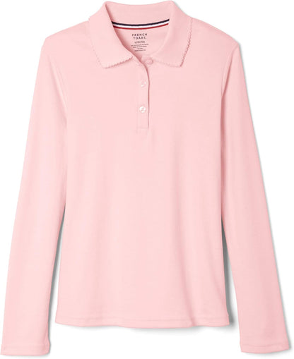 Girls' Uniform Long Sleeve Polo with Picot Collar (Standard & Plus)