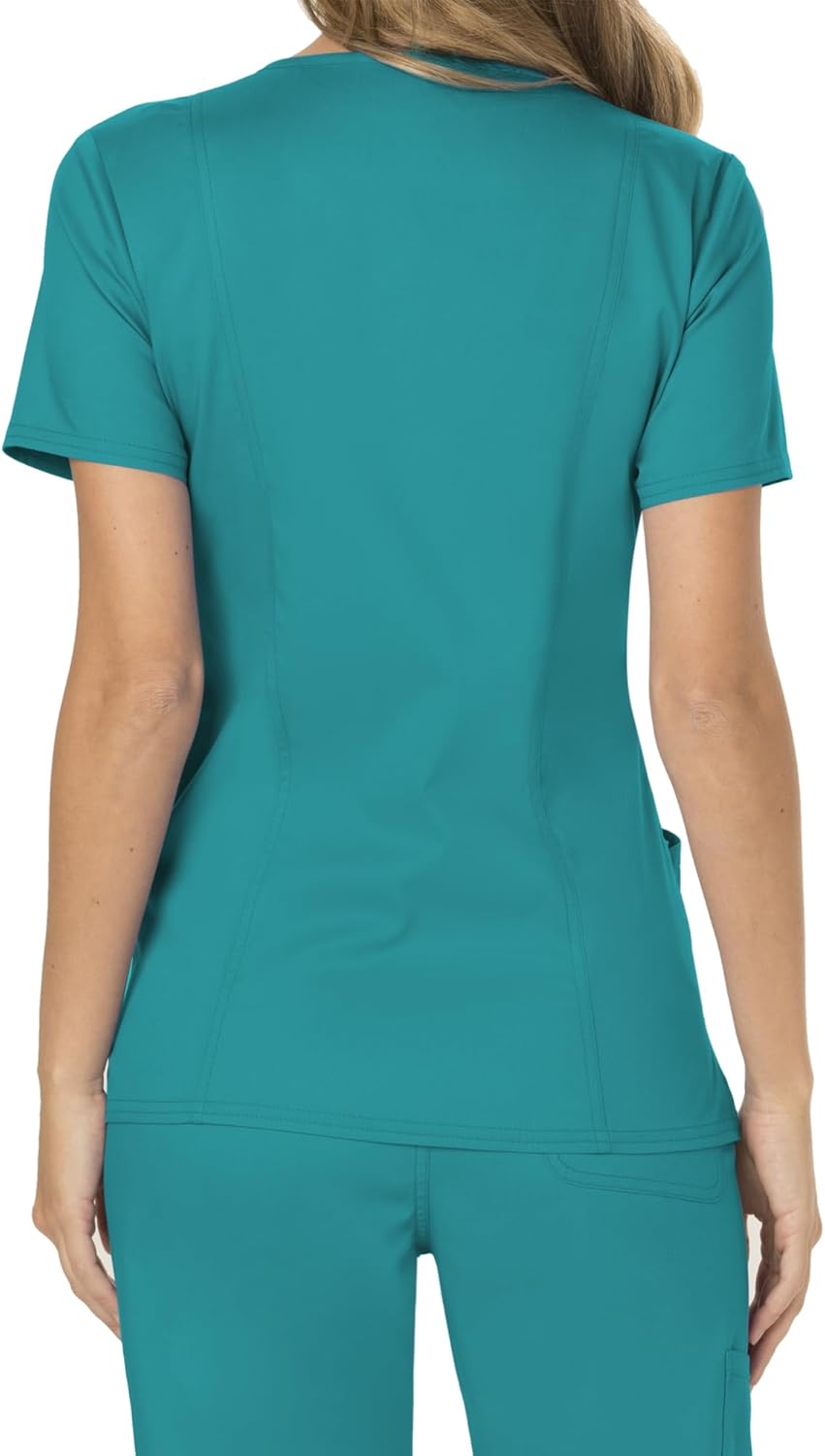 Scrubs for Women Mock Wrap Top with 3 Pocket, Back Princess Seams WW610