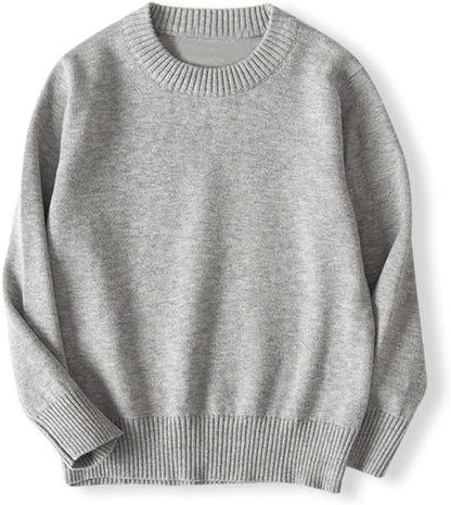 Boys and Girls' Uniform Cotton Crew-Neck Sweaters Long Sleeve Pullover Knit Sweater