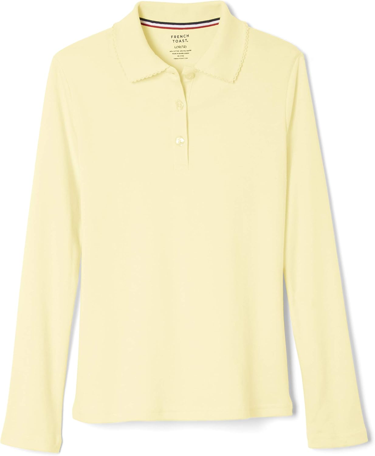 Girls' Uniform Long Sleeve Polo with Picot Collar (Standard & Plus)