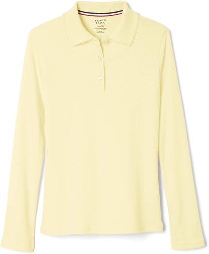 Girls' Uniform Long Sleeve Polo with Picot Collar (Standard & Plus)