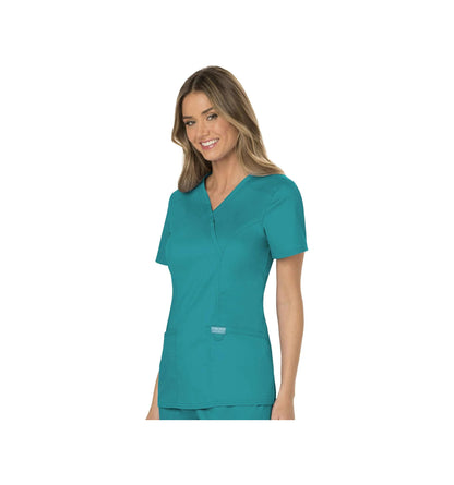Scrubs for Women Mock Wrap Top with 3 Pocket, Back Princess Seams WW610