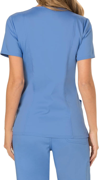 Scrubs for Women Mock Wrap Top with 3 Pocket, Back Princess Seams WW610
