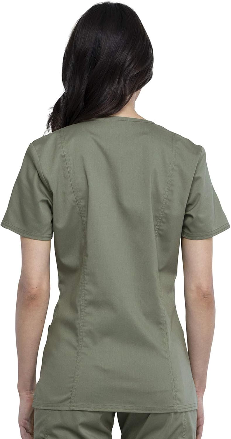 Scrubs for Women Mock Wrap Top with 3 Pocket, Back Princess Seams WW610