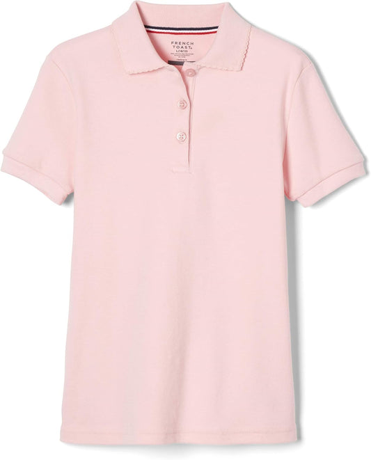 Girls' Short Sleeve Picot Collar Polo School Uniform Shirt (Standard and Plus)