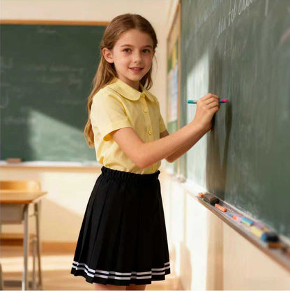 Girls Button Down Shirts Kids Long Sleeve Dress Shirts School Uniform Blouse 5-14 Years