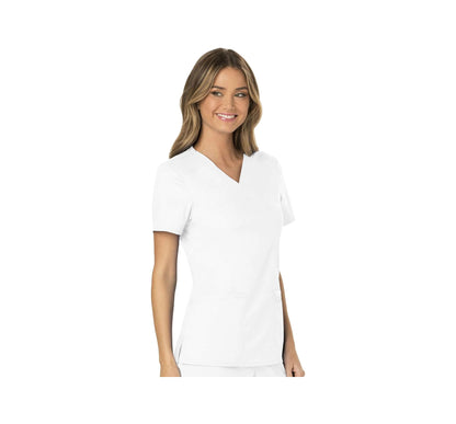 Scrubs for Women Mock Wrap Top with 3 Pocket, Back Princess Seams WW610