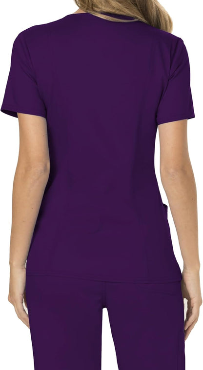 Scrubs for Women Mock Wrap Top with 3 Pocket, Back Princess Seams WW610