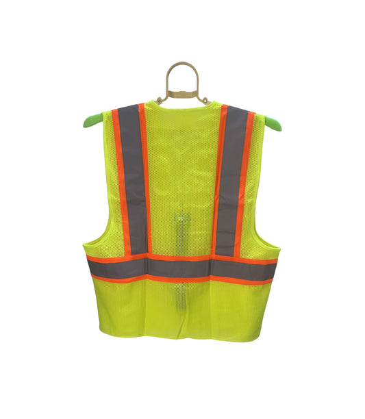 Orange Safety Vest with Grey Reflective Strap 4 Pockets