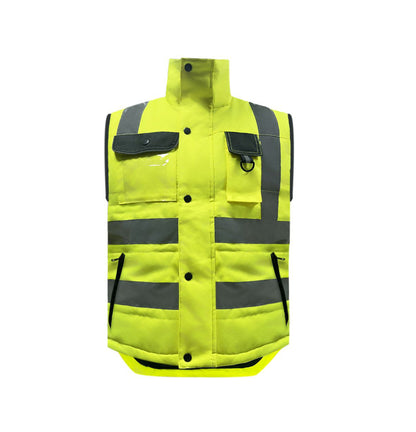 Durable Hi - Vis Safety Coat - Reinforced Patches for Industrial Work