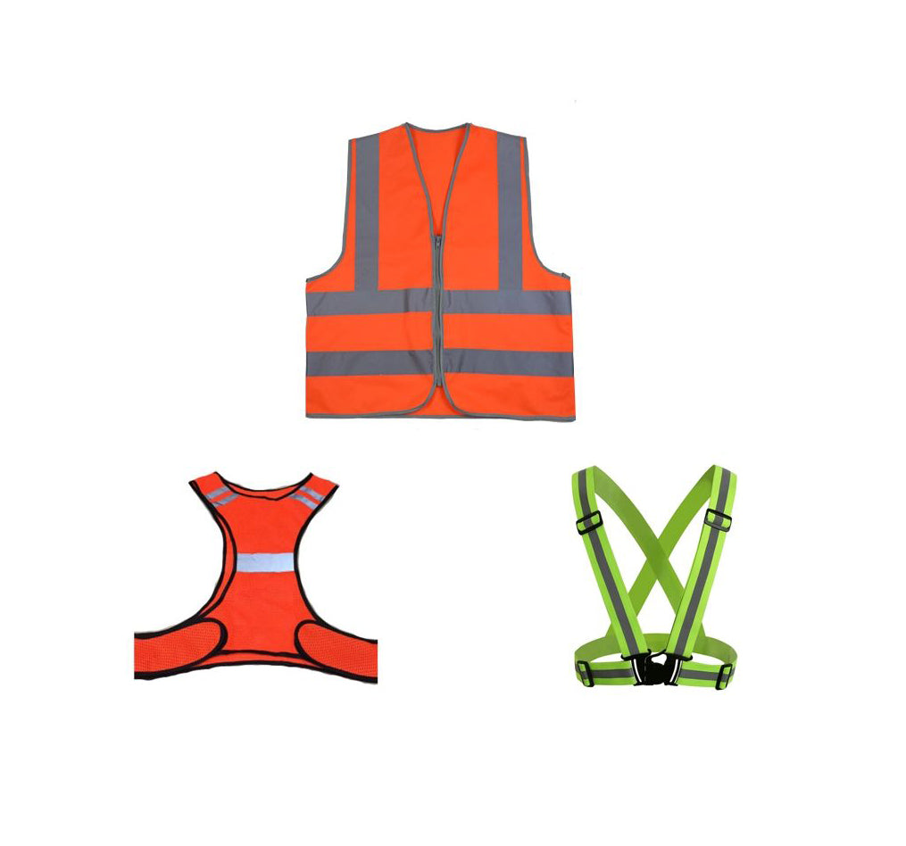 Orange Safety Vest with Grey Reflective Strap 4 Pockets