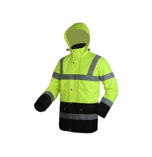 Fashion Mechanic Workwear Yellow Uniform Hi Vis Safety Jacket Reflective High Visibility Heavy Duty Water Resistant Outdoor Coat