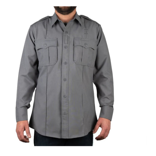 100% POLYESTER 4 POCKET HIDDEN ZIPPER UNIFORM SHIRT - SHORT SLEEVE