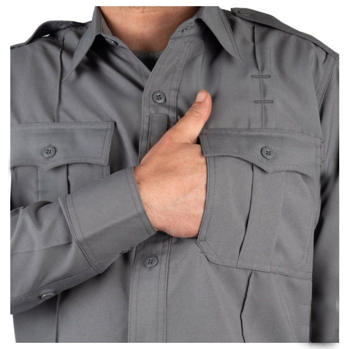 100% POLYESTER 4 POCKET HIDDEN ZIPPER UNIFORM SHIRT - SHORT SLEEVE