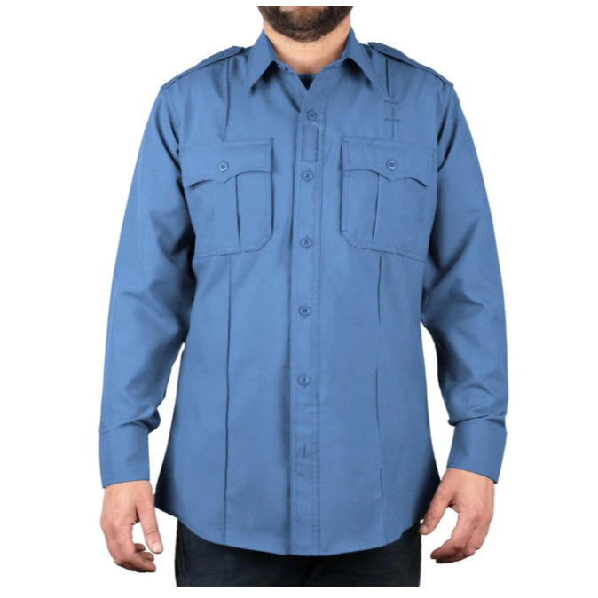 100% POLYESTER 4 POCKET HIDDEN ZIPPER UNIFORM SHIRT - SHORT SLEEVE