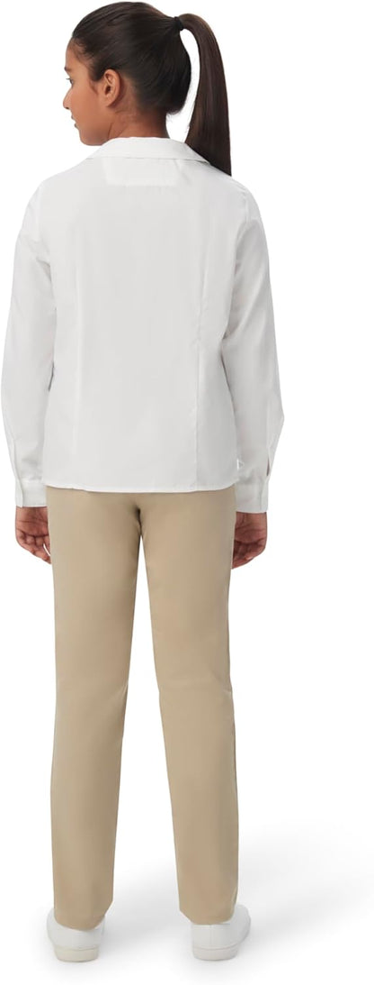 Girls' Long Sleeve Woven Shirt with Peter Pan Collar (Standard & Plus)