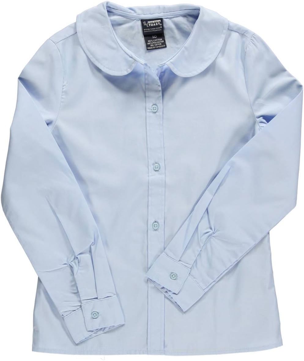 Girls' Long Sleeve Woven Shirt with Peter Pan Collar (Standard & Plus)