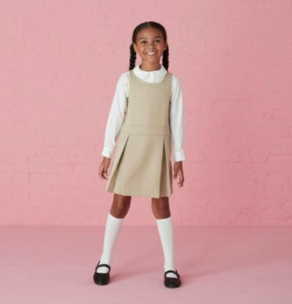 Girls' Long Sleeve Woven Shirt with Peter Pan Collar (Standard & Plus)