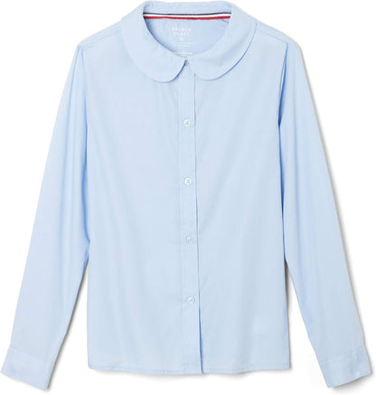 Girls' Long Sleeve Woven Shirt with Peter Pan Collar (Standard & Plus)