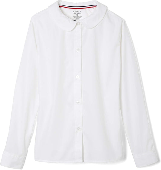 Girls' Long Sleeve Woven Shirt with Peter Pan Collar (Standard & Plus)