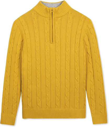 Kid Nation Boys Sweater 100% Cotton Quarter Zip Sweater Kids Cable Knit Casual Pullover (Previously Amazon Essentials)