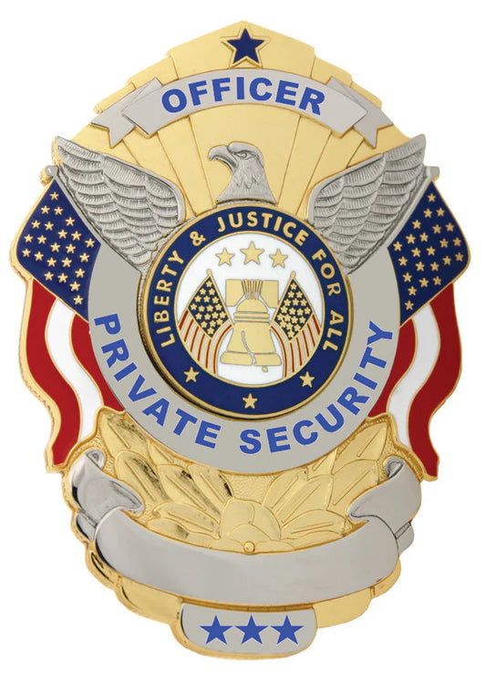 Private Security Officer Eagle Over Flags Shield Badge