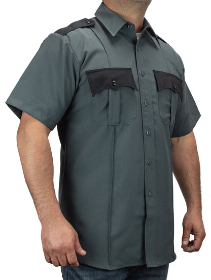 FIRST CLASS 100% POLYESTER TWO TONE SHORT SLEEVE UNIFORM SHIRT