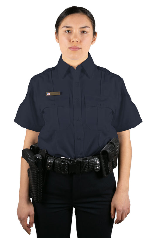 WOMENS 100% POLYESTER 4 POCKET HIDDEN ZIPPER UNIFORM SHIRT - SHORT SLEEVE