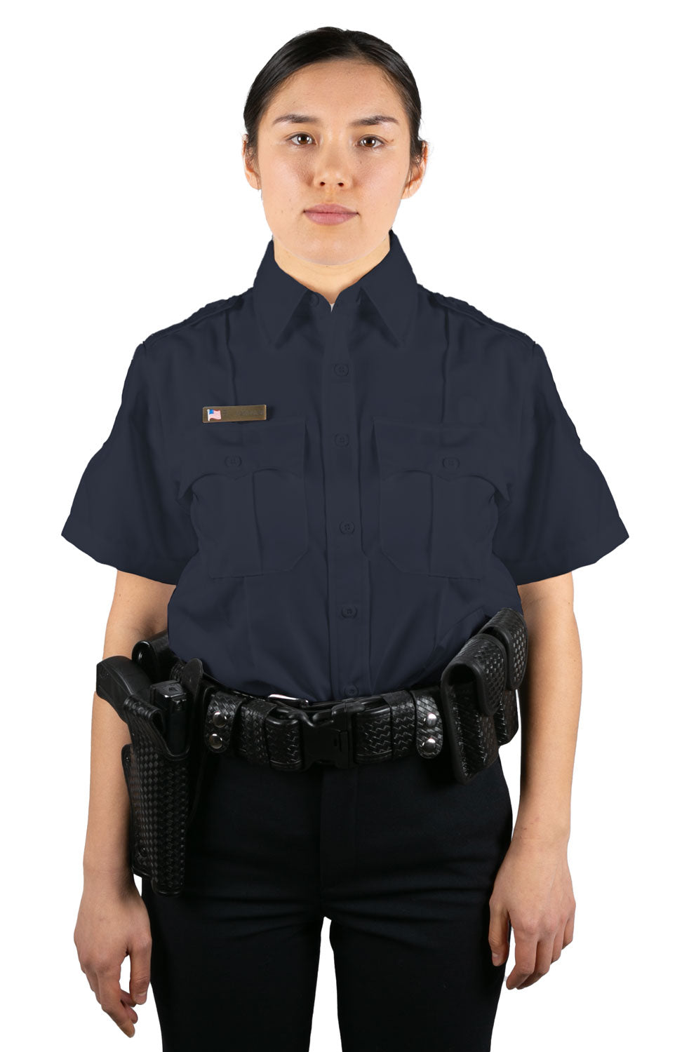 WOMENS 100% POLYESTER 4 POCKET HIDDEN ZIPPER UNIFORM SHIRT - SHORT SLE ...