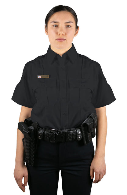 WOMENS 100% POLYESTER 4 POCKET HIDDEN ZIPPER UNIFORM SHIRT - SHORT SLEEVE