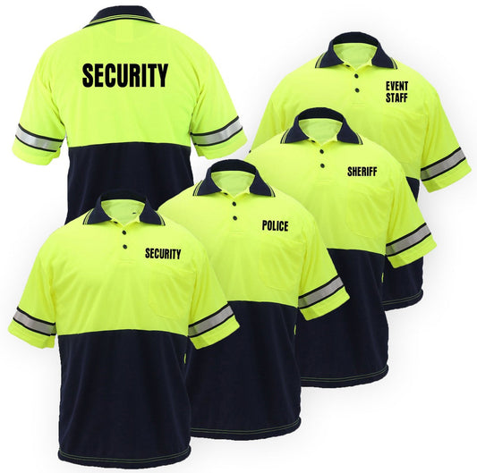 SECURITY BIKE PATROL SHIRT WITH ZIPPER POCKET AND HASH STRIPES