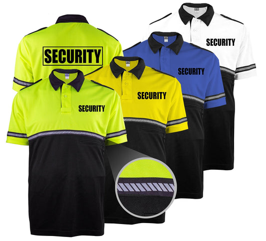 TOW TONE  SECURITY BIKE PATROL SHIRT WITH ZIPPER POCKET AND HASH STRIPES