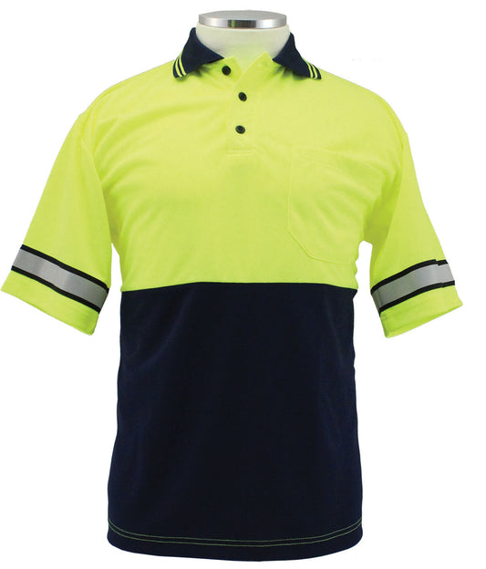 HIGH VISIBILITY TWO TONE POLO SHIRT WITH REFLECTIVE STRIPES