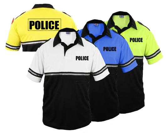 Two Tone Police Bike patrol Shirt with Zipper Pocket with ID