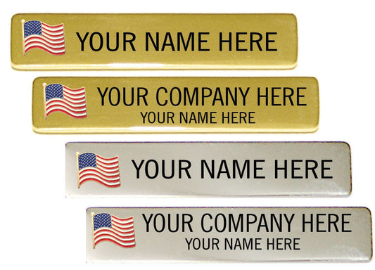 PATRIOTIC ENGRAVED NAME PLATE WITH USA FLAG