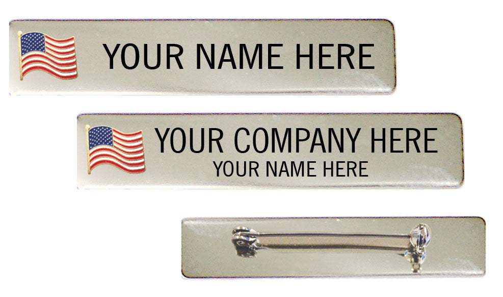 PATRIOTIC ENGRAVED NAME PLATE WITH USA FLAG