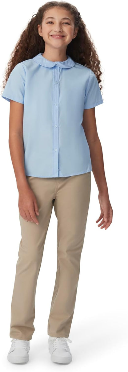 Girl's Short Sleeve Peter Pan Collar Blouse (Standard and Plus)