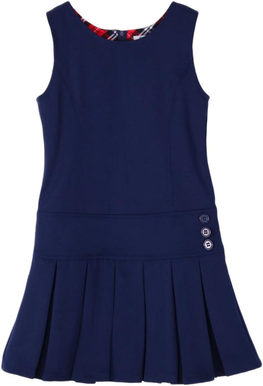 Stretch Fit Pleated Hem Kids Sleeveless Dress