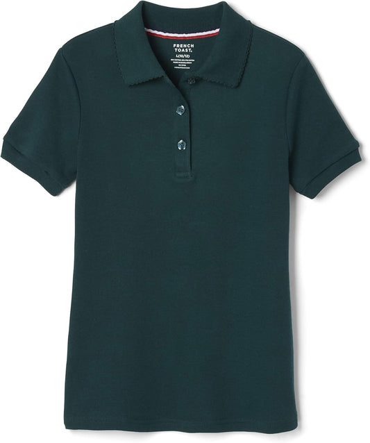 Girls' Short Sleeve Picot Collar Polo School Uniform Shirt (Standard and Plus)