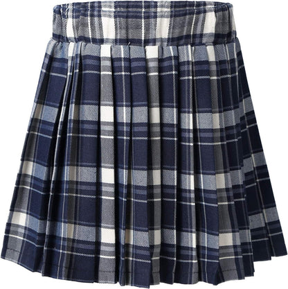 Kids Girls Plaid Pleated Skirt High Waist Skater Tennis Skirts Skorts with Shorts School Girl Uniform