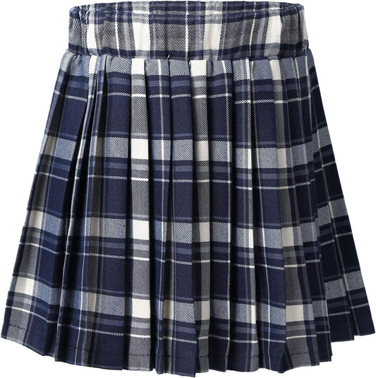 Kids Girls Plaid Pleated Skirt High Waist Skater Tennis Skirts Skorts with Shorts School Girl Uniform
