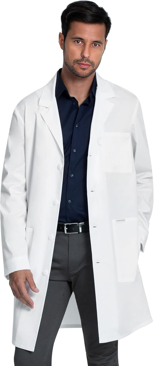 White Lab Coat for Men or Women with 3 Pockets and Center back length 38" CK460