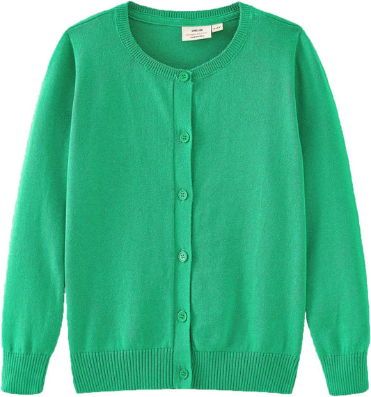 Girls' Cardigans Sweater Cotton Button Solid Long Sleeve Knit Sweaters