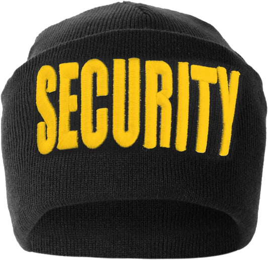 Security Embroidered and Reflective Security Emblem and Plain Beanies